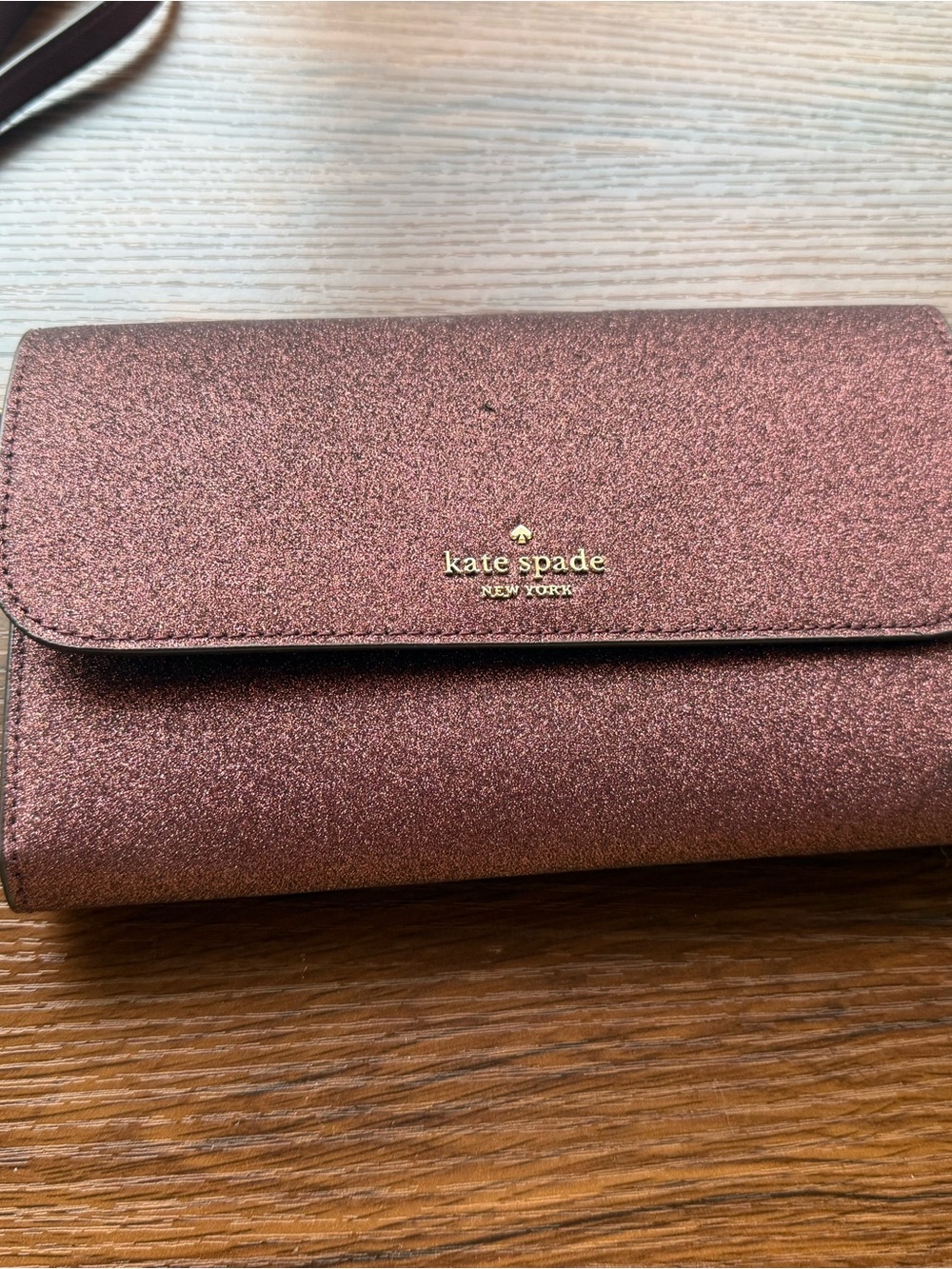 kate spade reddish brown  Glitter Foldover Clutch